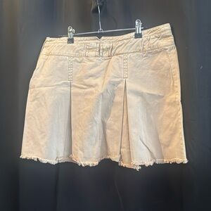 Free People Beige/Tan Mini Skirt with Frayed Hem
